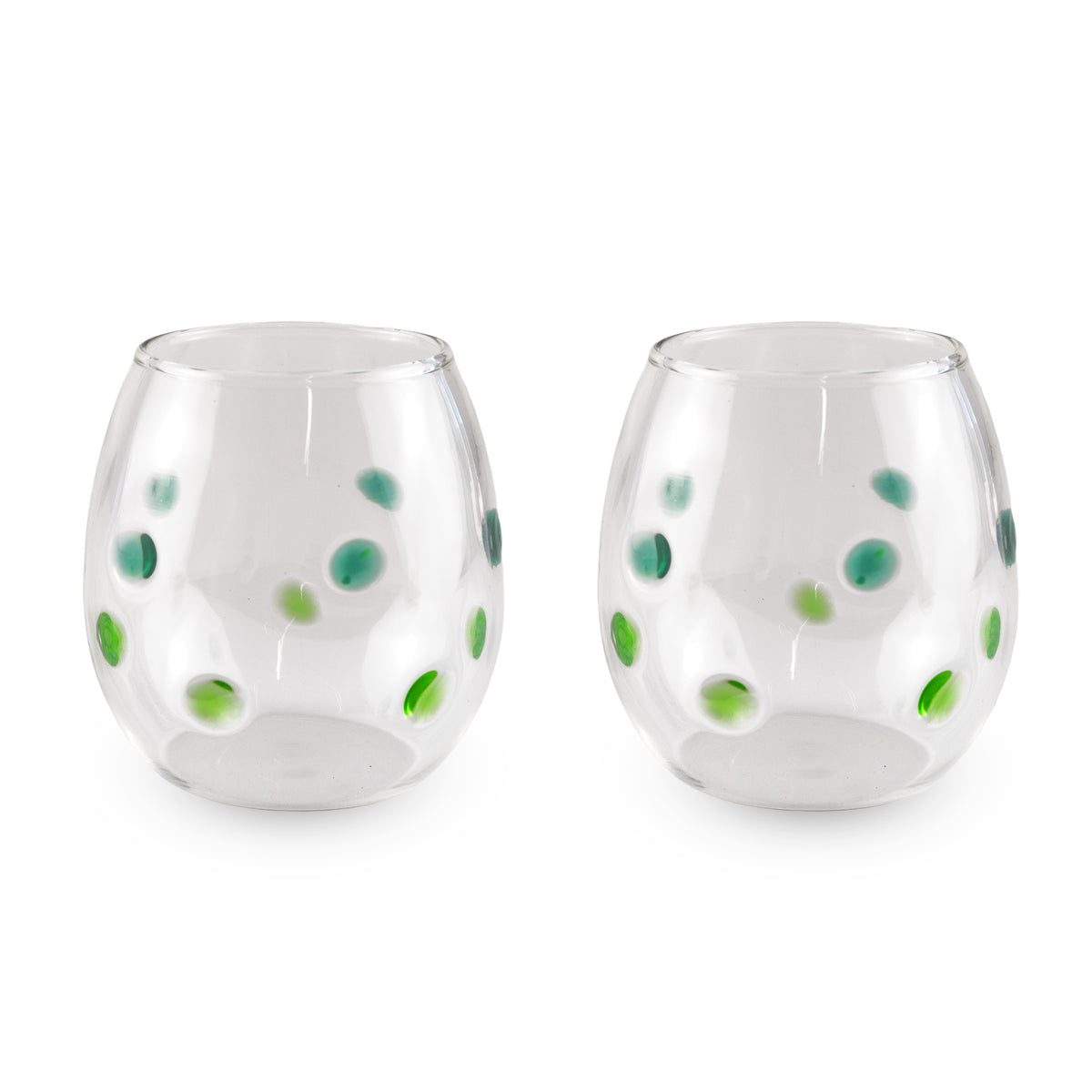 Set 2 Bicchieri Acqua in vetro - Macchie Verdi