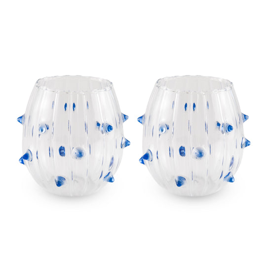 Set 2 Bicchieri Acqua in vetro - Spine Azzurre